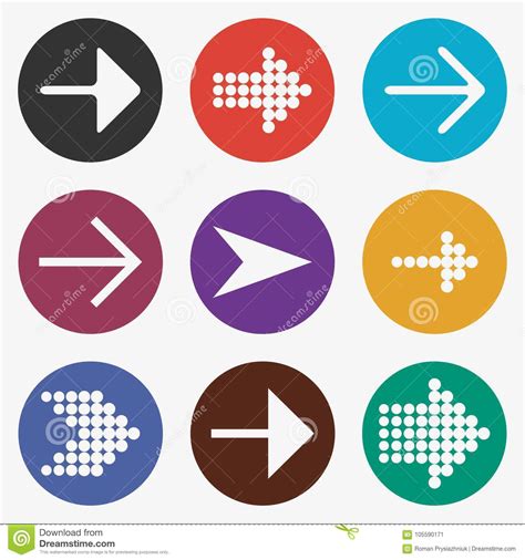 Arrow Icon Set White Guides Cursor Colorful Buttons With Pointer