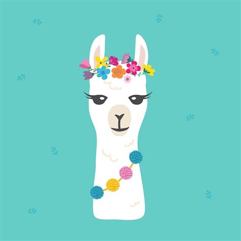 Cute Cartoon Llama Alpaca Character Graphic Premium Vector