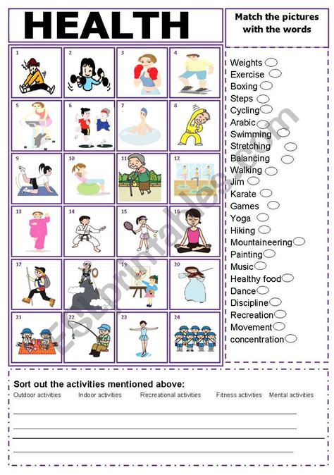 Health Esl Worksheet By Jhansi