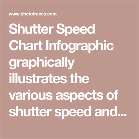 Shutter Speed Chart As A Photographers Cheat Sheet