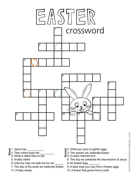 The crosswords #4 through #7 are usually slightly easier than the first three, although difficulty is always subjective! Easter Printables - Sunshine and Rainy Days