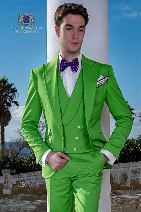 Traje De Novio Moderno Verde Mario Moyano 2501 Costume Homme
