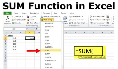 How To Use The Sum Function In Excel To Sum A Range Of