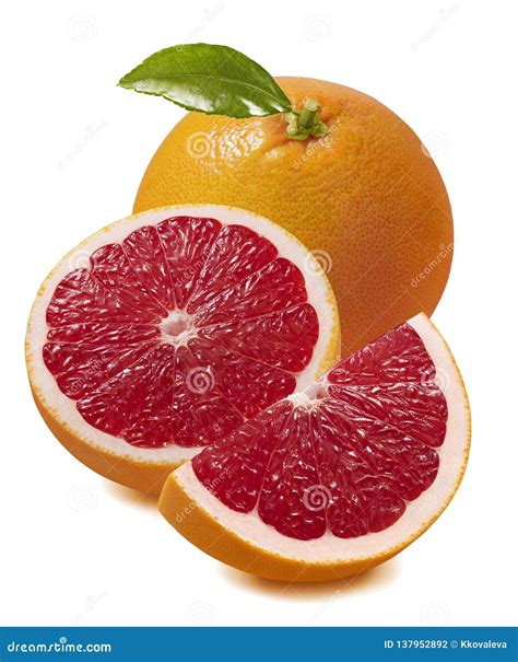 Fresh Red Grapefruit Isolated On White Background Stock Photo Image
