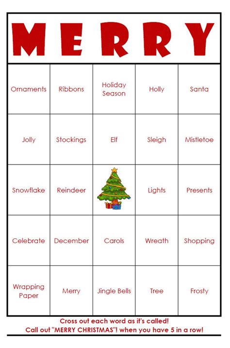 Free Printable Christmas Bingo Cards With Images And Words

