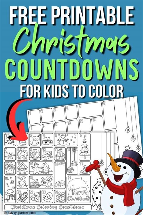 Free Christmas Countdown Calendar Printable For Kids To Color