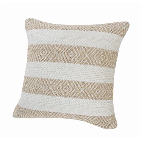 Lr Home Geometric Striped Throw Pillow 18 In Beige Tan And White