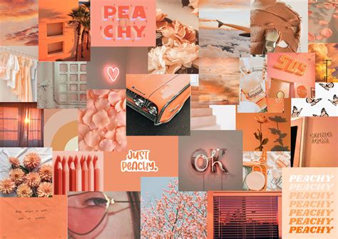 Peachy Vibe Aesthetic Wall Collage Kit Images Digital Etsy Cute Hot