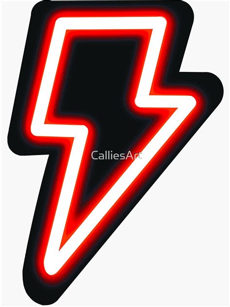 Neon Red Lightning Bolt Sticker For Sale By Calliesart Redbubble