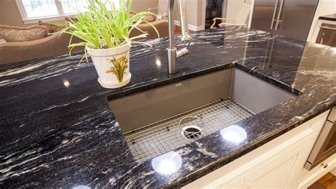 Cosmic Black And Black Galaxy Granite Kitchen Countertops