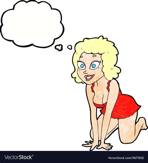 Cartoon Funny Sexy Woman With Thought Bubble Vector Image