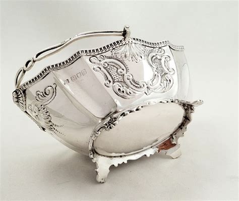 Antique Sterling Silver Swing Handle Basket 1901 289367