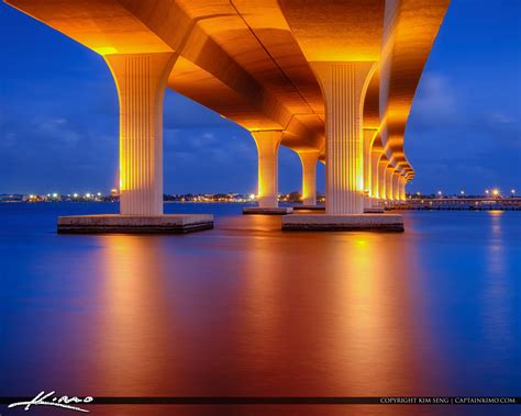 Roosevelt Bridge Stuart Florida Blue Light Hdr Photography By Captain