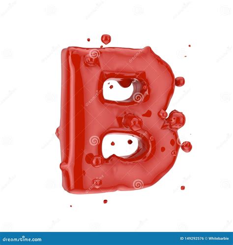 Red Blood Uppercase Letter B Isolated On White Background Stock