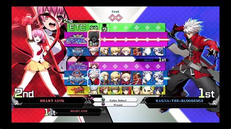 Blazblue Cross Tag Battle Character Select 2 Youtube