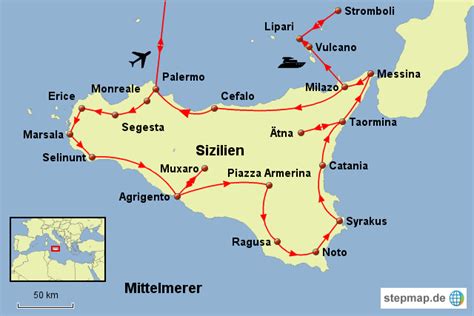 Stepmap Rundreise Sizilien Landkarte F R Italien