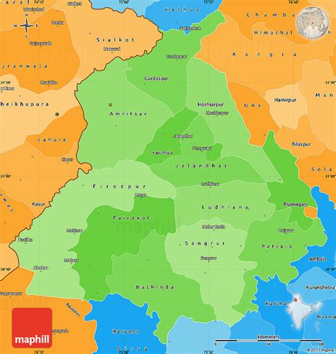 Political Shades Simple Map Of Punjab