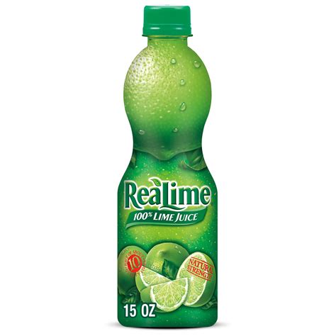 Realime 100 Lime Juice 15 Fl Oz Bottle