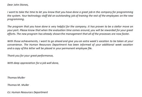 appreciation letter for a job well done and the example appreciation letter lettering job