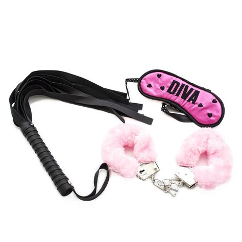 Sex Toys For Woman 3pcssuit Pink Eye Mask Whip Handcuffs Sex Adult