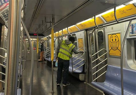 New York Mta Worker Disinfecting And Sanitizing Subway Car Nyc