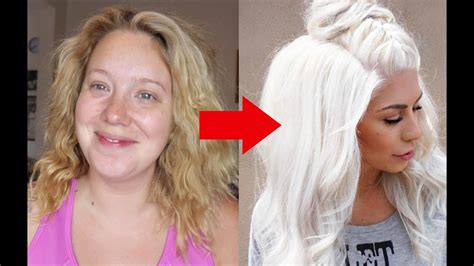 How i dye my hair platinum blonde at home. From Yellow to WHITE HAIR in under 10mins! No Bleach, No ...