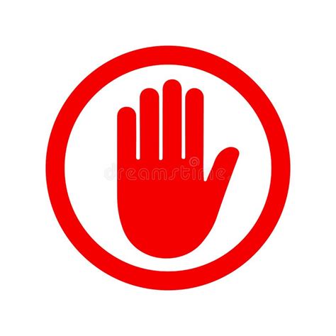 Stop Red Sign Icon With Hand Vector Stock Vector Illustration Of