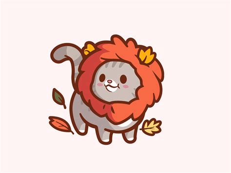 Autumn Lion In 2021 Cute Animal Drawings Lion Illustration Cute