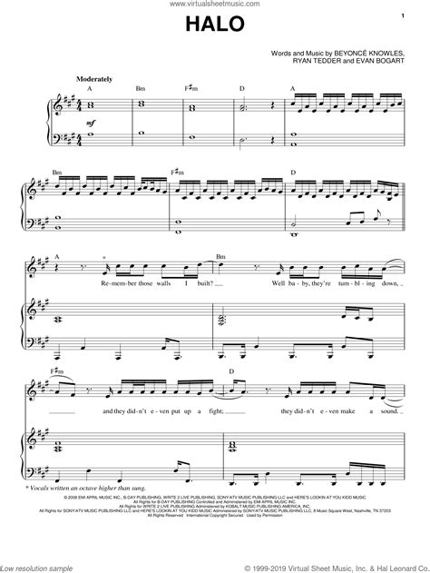 Halo Sheet Music For Piano With Chords