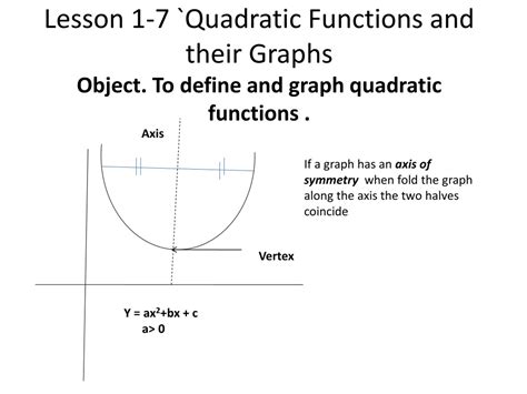 Ppt Lesson 1 7 `quadratic Functions And Their Graphs Object To