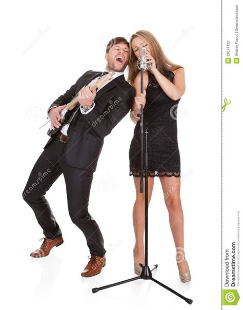 Couple Performs Duet To Everybody Stock Photo Image Of Blonde