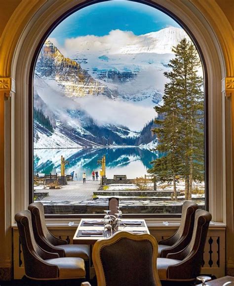 View From Inside Of The Fairmont Chateau Lake Louise Outdoor