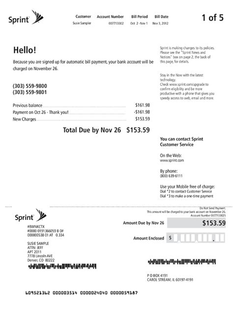 Segregating Your Phone Bill A Sample Sprint Bill Chico Taxpayers