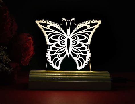 Buy The Butterfly 3d Illusion Acrylic Table Lampcolor Cream Online At