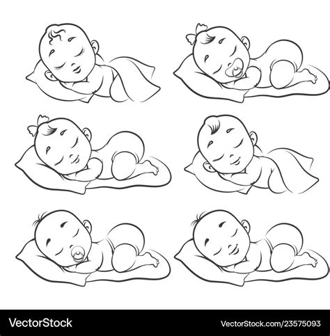 Newborn Baby Sketch Royalty Free Vector Image Vectorstock