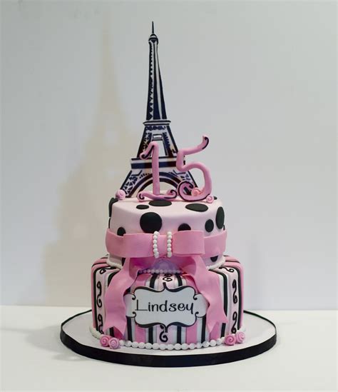 Paris Theme Birthday Cake — Birthday Cakes Paris Birthday Cakes