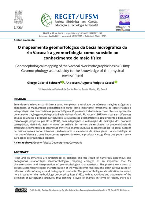 pdf o mapeamento geomorfológico da bacia hidrográfica do rio vacacaí a geomorfologia como