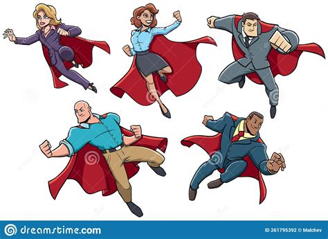 Super Business Heroes On White Stock Vector Illustration Of Business