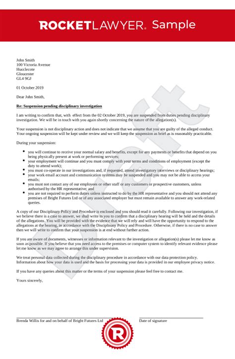 suspension letter template and faqs rocket lawyer uk