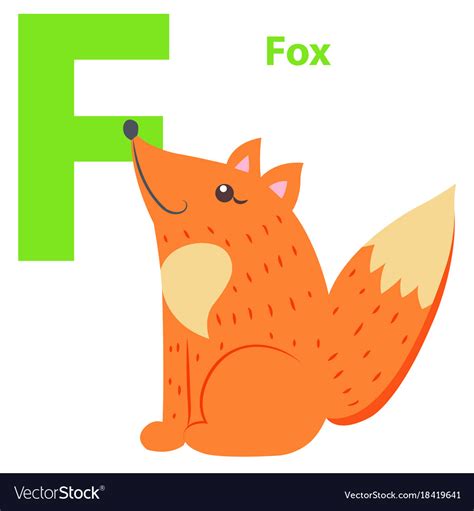 New Babies Alphabet With Letter F Fox Flat Design Vector Image