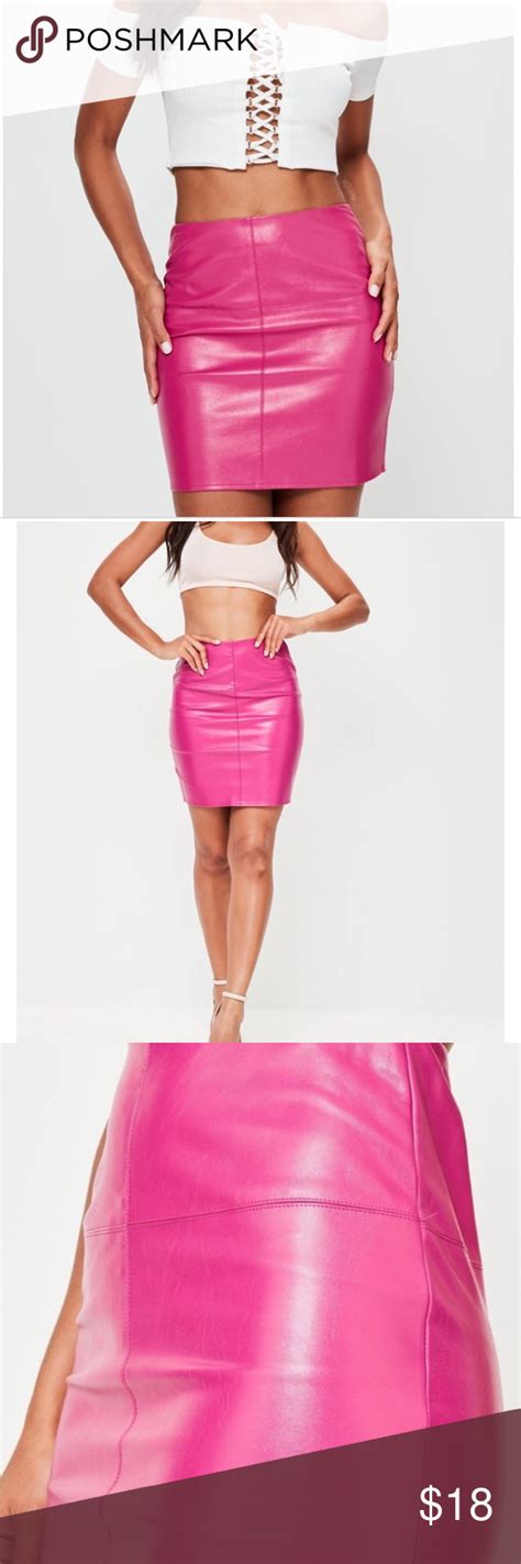 nwot hot pink faux leather skirt in 2020 faux leather skirt pink mini skirt mini skirts