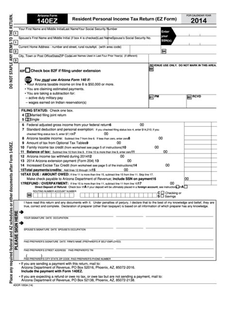 Arizona Department Of Revenue Fillable Tpt Ez Form Printable Forms