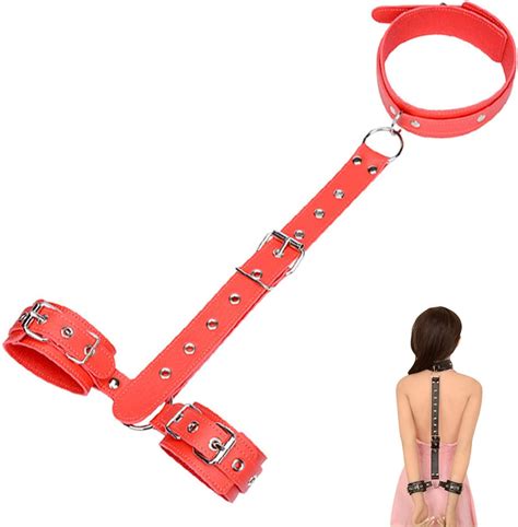 leather handcuff adult slave game handcuffs neck collar fetish bondage women erotic