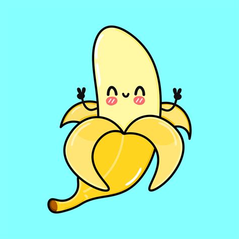 Lindo Personaje De Plátano Divertido Icono De Ilustración De Personaje Kawaii De Dibujos