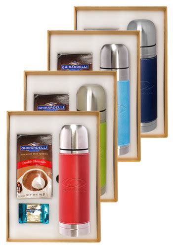 Custom Tuscany Stainless Steel Thermos Ghirardelli Deluxe Gift Set