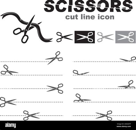 Scissors Cutting Line Silhouette Of Scissors Indicating The Line