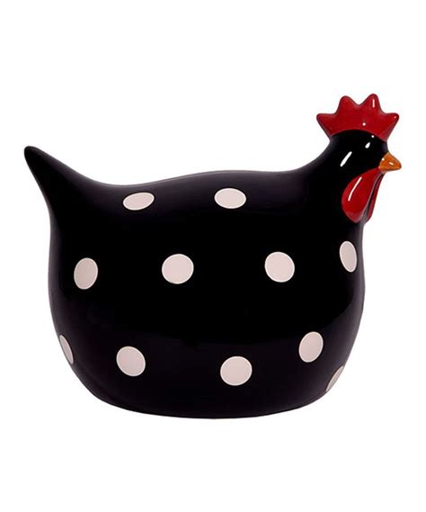 Home Essentials And Beyond Black And White Polka Dot Ceramic Chicken