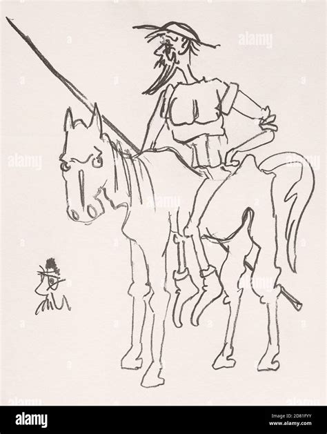 Illustration Of Don Quixote The Knight Errant On His Exhausted Horse