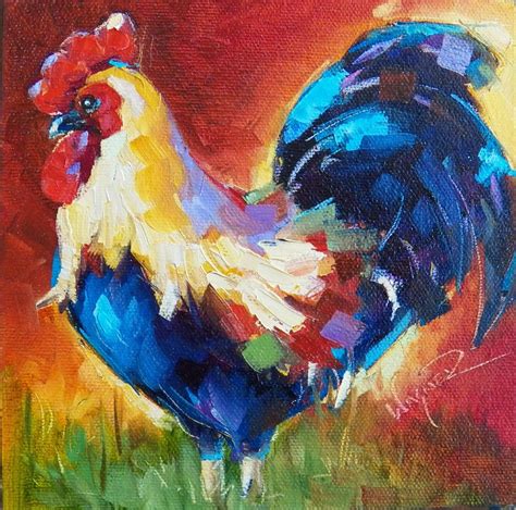 Palette Knife Painters International Small Rooster Painting By Olga
