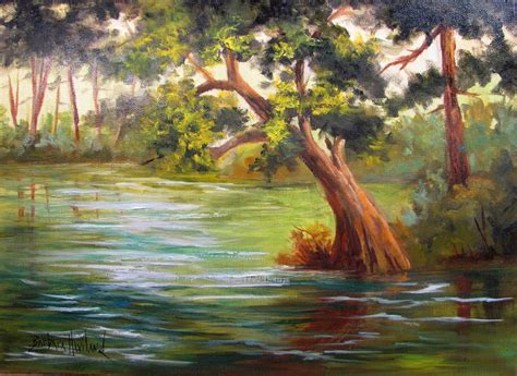 Daily Painters Of Texas In The Woods By The Stream Landscapeoil